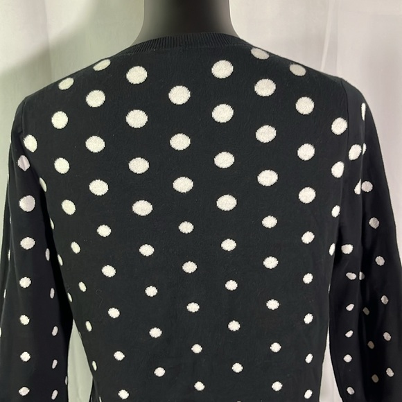 Talbots Black & White Polka Dot 3/4 Sleeve Button Front Cardigan - Picture 10 of 16